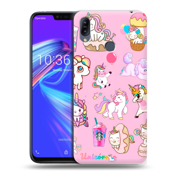 Силиконовый противоударный чехол на ASUS ZenFone Max M2 с принтом розовые единороги