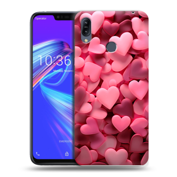 Силиконовый противоударный чехол на ASUS ZenFone Max M2 с принтом розовые сердечки
