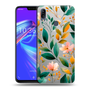 Силиконовый противоударный чехол на ASUS ZenFone Max M2 с принтом Цветы паттерн