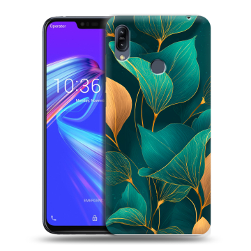 Силиконовый противоударный чехол на ASUS ZenFone Max M2 с принтом Листья и золото