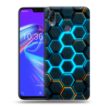 Силиконовый противоударный чехол на ASUS ZenFone Max M2 с принтом Неоновые соты