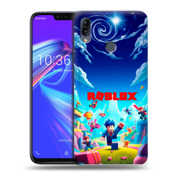 Силиконовый противоударный чехол на ASUS ZenFone Max M2 с принтом Roblox Роблокс