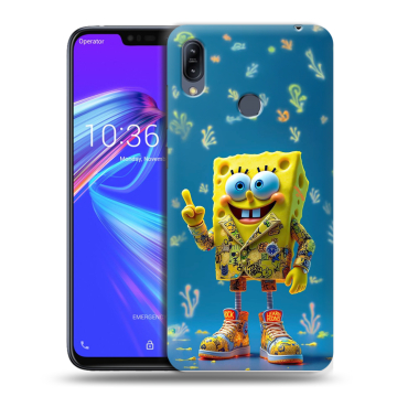 Силиконовый противоударный чехол на ASUS ZenFone Max M2 с принтом Спанч боб Спанчбоб