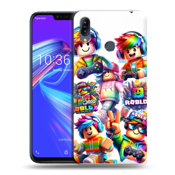 Силиконовый противоударный чехол на ASUS ZenFone Max M2 с принтом Roblox Роблокс