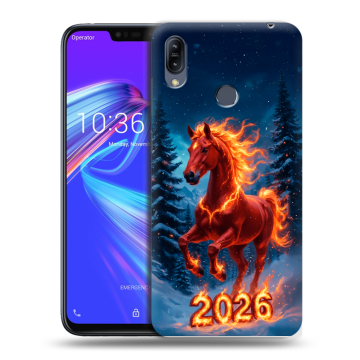 Силиконовый противоударный чехол на ASUS ZenFone Max M2 с принтом Новый год коня Силиконовый противоударный чехол на ASUS ZenFone Max M2 с принтом Новый год коня