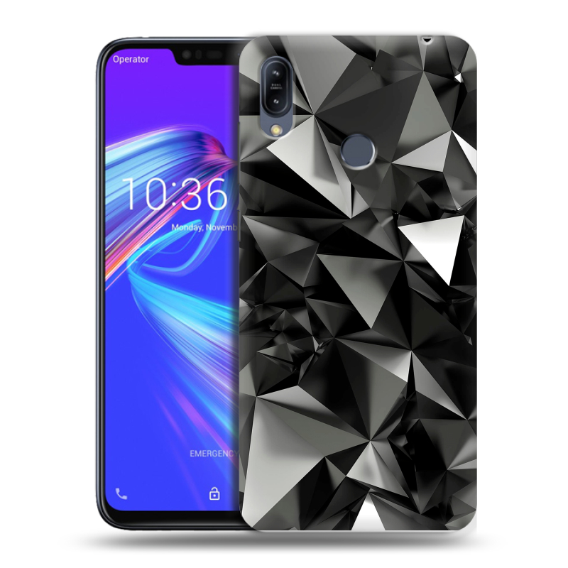 Силиконовый противоударный чехол на ASUS ZenFone Max M2 с принтом Черные кристаллы Силиконовый противоударный чехол на ASUS ZenFone Max M2 с принтом Черные кристаллы