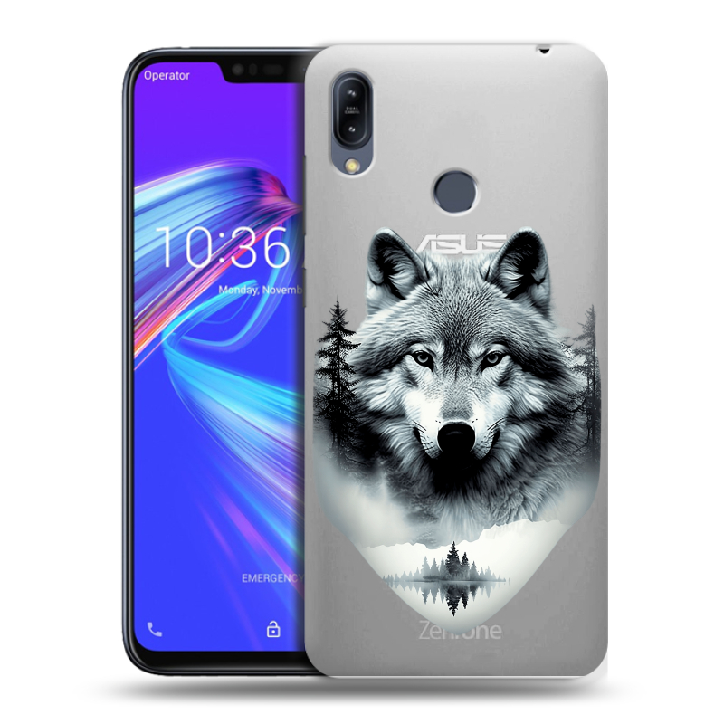 Силиконовый противоударный чехол на ASUS ZenFone Max M2 с принтом Волк в лесу Силиконовый противоударный чехол на ASUS ZenFone Max M2 с принтом Волк в лесу