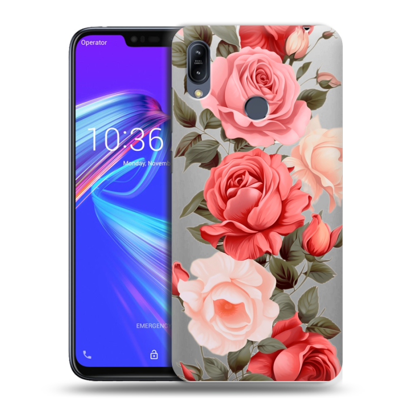 Силиконовый противоударный чехол на ASUS ZenFone Max M2 с принтом Розы Силиконовый противоударный чехол на ASUS ZenFone Max M2 с принтом Розы