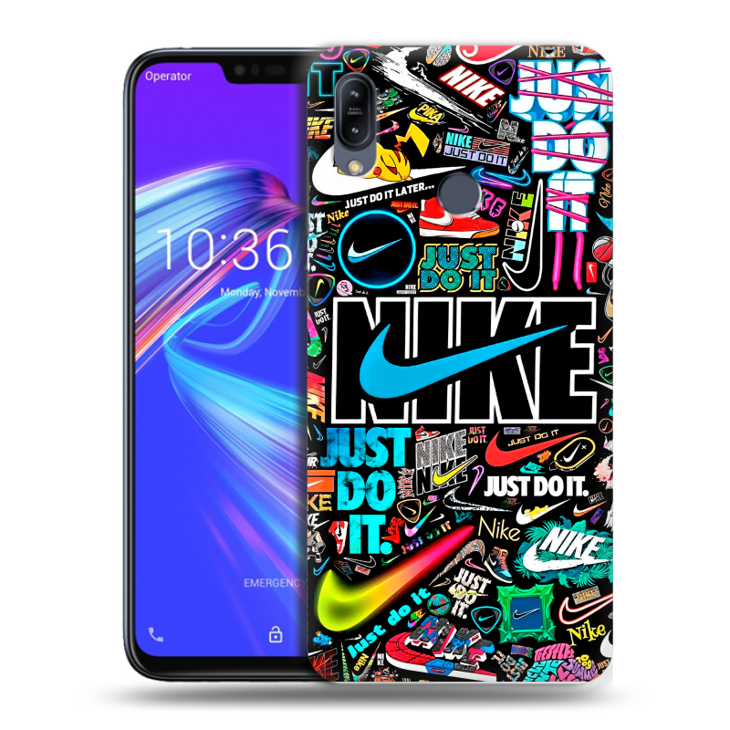 Пластиковый чехол на ASUS ZenFone Max M2 с принтом найк nike черный Пластиковый чехол на ASUS ZenFone Max M2 с принтом найк nike черный