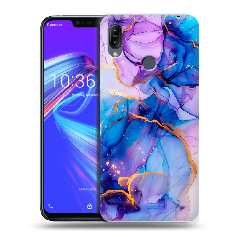 Силиконовый противоударный чехол на ASUS ZenFone Max M2 с принтом синий мрамор Силиконовый противоударный чехол на ASUS ZenFone Max M2 с принтом синий мрамор