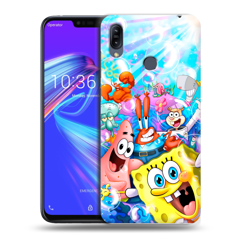 Силиконовый противоударный чехол на ASUS ZenFone Max M2 с принтом спанчбоб спанч боб Силиконовый противоударный чехол на ASUS ZenFone Max M2 с принтом спанчбоб спанч боб