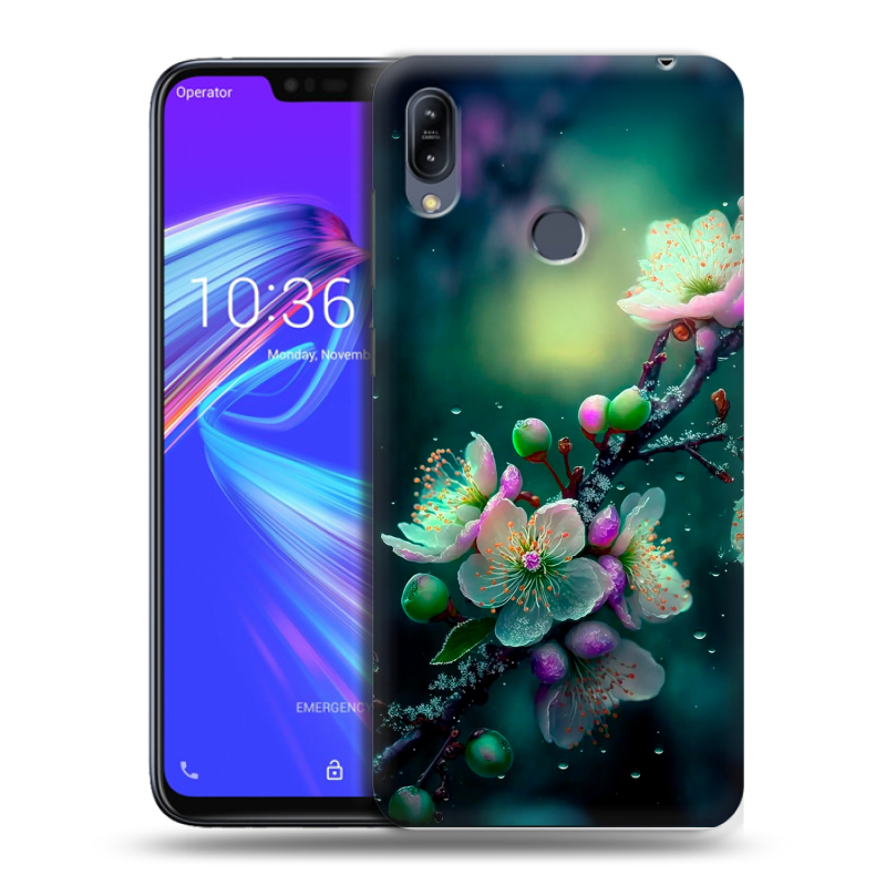 Силиконовый противоударный чехол на ASUS ZenFone Max M2 с принтом Цветы и мрамор Силиконовый противоударный чехол на ASUS ZenFone Max M2 с принтом Цветы и мрамор