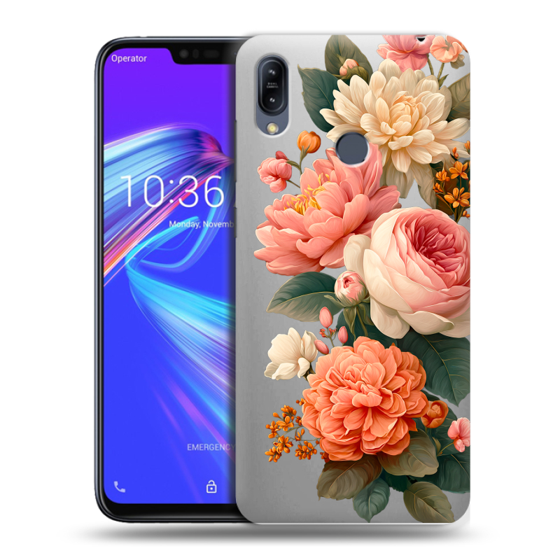 Силиконовый противоударный чехол на ASUS ZenFone Max M2 с принтом цветы Силиконовый противоударный чехол на ASUS ZenFone Max M2 с принтом цветы