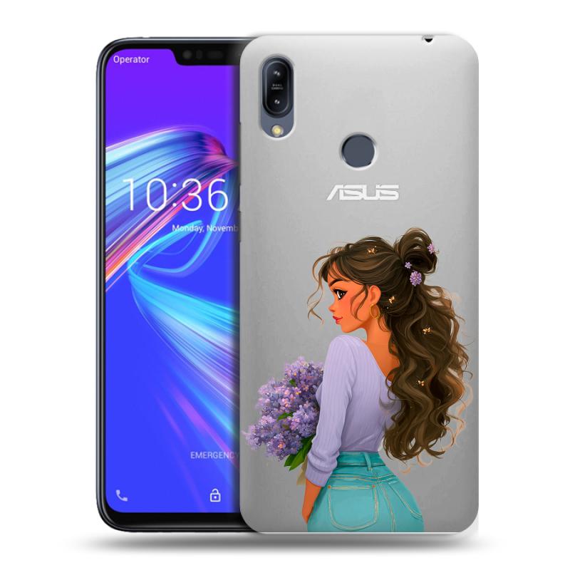 Силиконовый противоударный чехол на ASUS ZenFone Max M2 с принтом девушка цветы Силиконовый противоударный чехол на ASUS ZenFone Max M2 с принтом девушка цветы