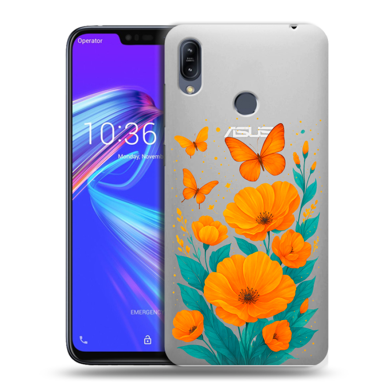 Силиконовый противоударный чехол на ASUS ZenFone Max M2 с принтом цветы бабочки Силиконовый противоударный чехол на ASUS ZenFone Max M2 с принтом цветы бабочки