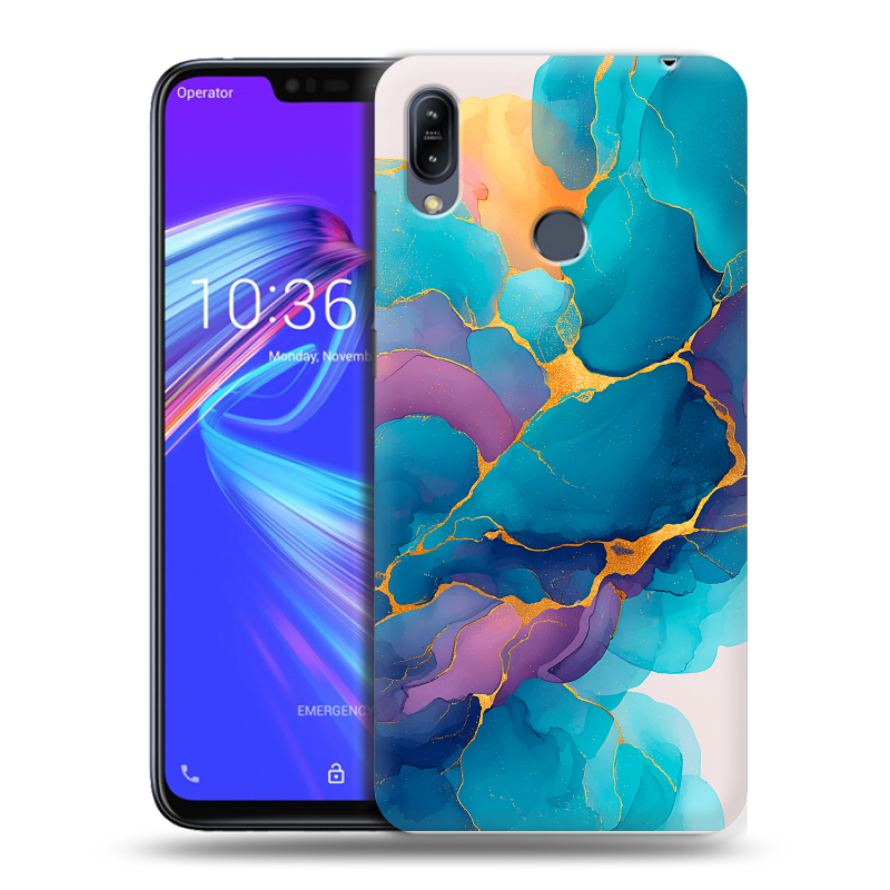 Силиконовый противоударный чехол на ASUS ZenFone Max M2 с принтом Мрамор блестки Силиконовый противоударный чехол на ASUS ZenFone Max M2 с принтом Мрамор блестки
