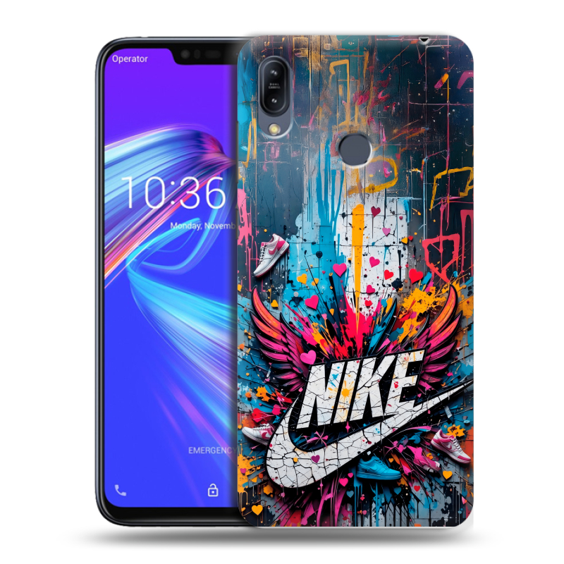 Силиконовый противоударный чехол на ASUS ZenFone Max M2 с принтом Nike Найк Силиконовый противоударный чехол на ASUS ZenFone Max M2 с принтом Nike Найк