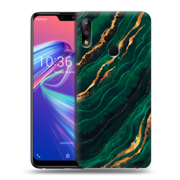 Силиконовый чехол на ASUS ZenFone Max Pro M2 с принтом Мрамор зеленое золото Силиконовый чехол на ASUS ZenFone Max Pro M2 с принтом Мрамор зеленое золото