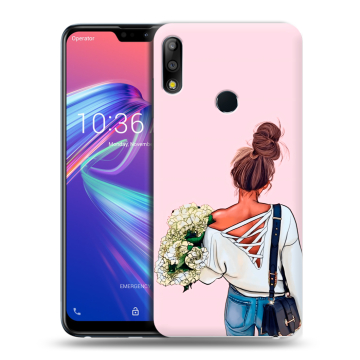 Силиконовый чехол на ASUS ZenFone Max Pro M2 с принтом Девушка и букет Силиконовый чехол на ASUS ZenFone Max Pro M2 с принтом Девушка и букет