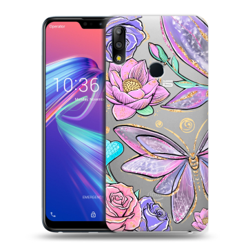 Силиконовый чехол на ASUS ZenFone Max Pro M2 с принтом Бабочки и цветы