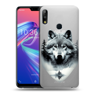 Силиконовый чехол на ASUS ZenFone Max Pro M2 с принтом Волк в лесу Силиконовый чехол на ASUS ZenFone Max Pro M2 с принтом Волк в лесу