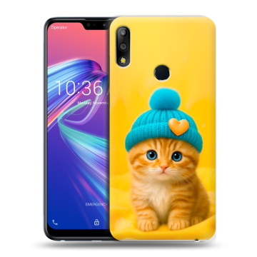 Силиконовый чехол на ASUS ZenFone Max Pro M2 с принтом Котенок в шапке Силиконовый чехол на ASUS ZenFone Max Pro M2 с принтом Котенок в шапке