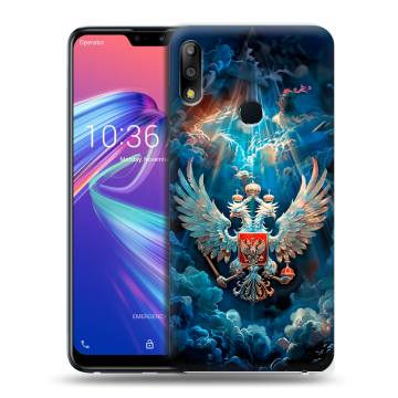 Силиконовый чехол на ASUS ZenFone Max Pro M2 с принтом Герб флаг России