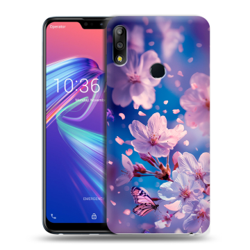 Силиконовый чехол на ASUS ZenFone Max Pro M2 с принтом цветы бабочки
