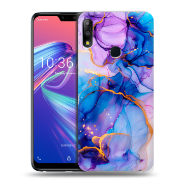 Силиконовый чехол на ASUS ZenFone Max Pro M2 с принтом синий мрамор