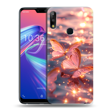 Силиконовый чехол на ASUS ZenFone Max Pro M2 с принтом бабочки розовые Силиконовый чехол на ASUS ZenFone Max Pro M2 с принтом бабочки розовые