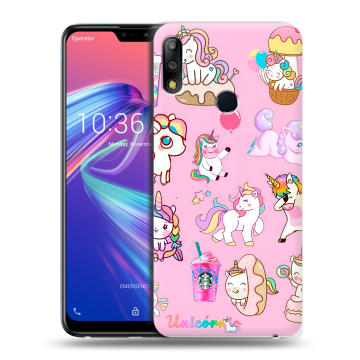 Силиконовый чехол на ASUS ZenFone Max Pro M2 с принтом розовые единороги