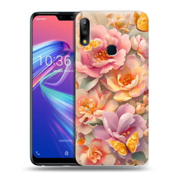 Силиконовый чехол на ASUS ZenFone Max Pro M2 с принтом Цветы и бабочки