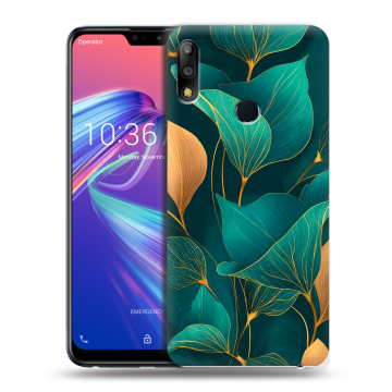 Силиконовый чехол на ASUS ZenFone Max Pro M2 с принтом Листья и золото