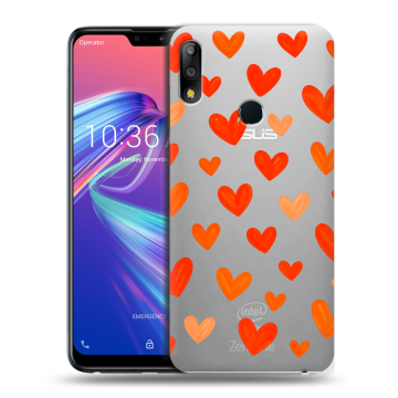Силиконовый чехол на ASUS ZenFone Max Pro M2 с принтом Сердечки