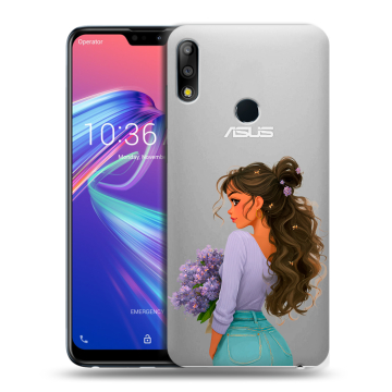 Силиконовый чехол на ASUS ZenFone Max Pro M2 с принтом девушка цветы Силиконовый чехол на ASUS ZenFone Max Pro M2 с принтом девушка цветы