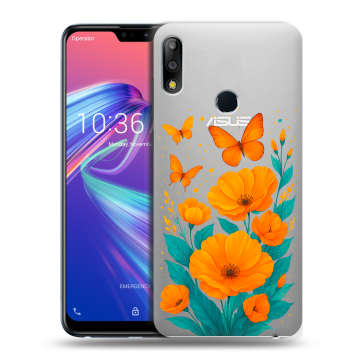 Силиконовый чехол на ASUS ZenFone Max Pro M2 с принтом цветы бабочки Силиконовый чехол на ASUS ZenFone Max Pro M2 с принтом цветы бабочки