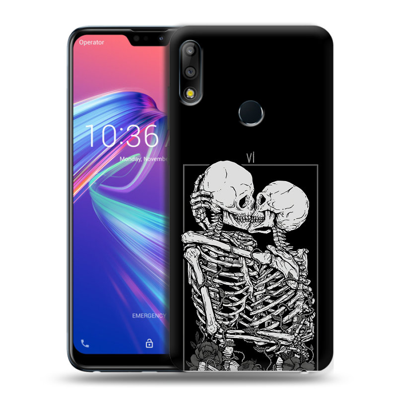 Пластиковый чехол на ASUS ZenFone Max Pro M2 с принтом Поцелуй скелетов Пластиковый чехол на ASUS ZenFone Max Pro M2 с принтом Поцелуй скелетов