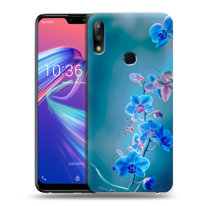 Силиконовый чехол на ASUS ZenFone Max Pro M2 с принтом Голубые цветы Силиконовый чехол на ASUS ZenFone Max Pro M2 с принтом Голубые цветы