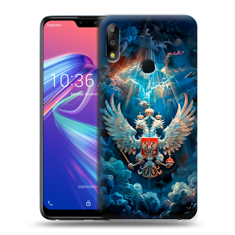 Пластиковый чехол на ASUS ZenFone Max Pro M2 с принтом Герб флаг России Пластиковый чехол на ASUS ZenFone Max Pro M2 с принтом Герб флаг России