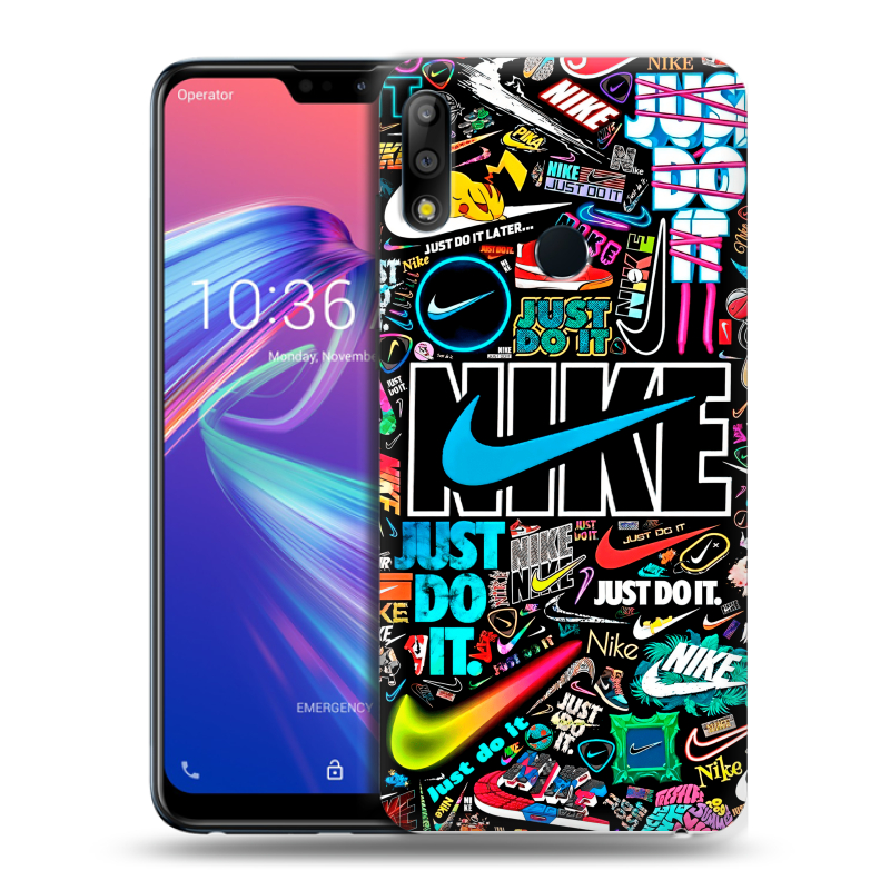 Пластиковый чехол на ASUS ZenFone Max Pro M2 с принтом найк nike черный Пластиковый чехол на ASUS ZenFone Max Pro M2 с принтом найк nike черный