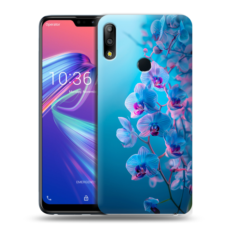 Силиконовый чехол на ASUS ZenFone Max Pro M2 с принтом голубые орхидеи Силиконовый чехол на ASUS ZenFone Max Pro M2 с принтом голубые орхидеи
