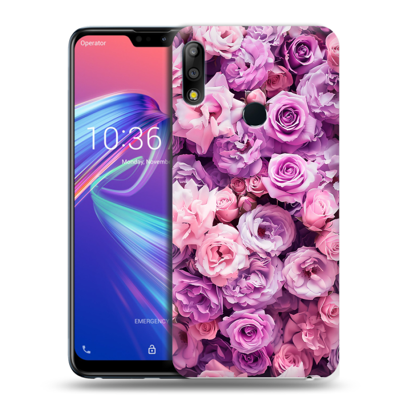 Пластиковый чехол на ASUS ZenFone Max Pro M2 с принтом лавандовые розы Пластиковый чехол на ASUS ZenFone Max Pro M2 с принтом лавандовые розы