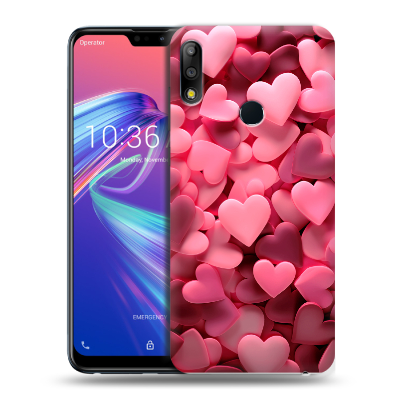Силиконовый чехол на ASUS ZenFone Max Pro M2 с принтом розовые сердечки Силиконовый чехол на ASUS ZenFone Max Pro M2 с принтом розовые сердечки