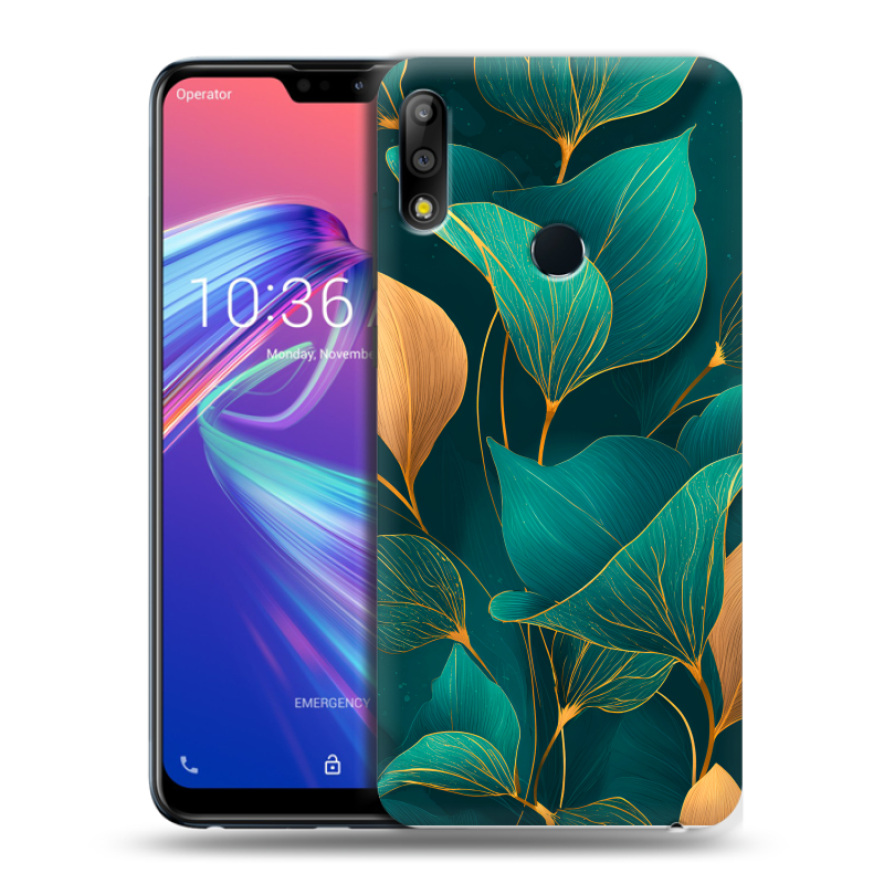 Силиконовый чехол на ASUS ZenFone Max Pro M2 с принтом Листья и золото Силиконовый чехол на ASUS ZenFone Max Pro M2 с принтом Листья и золото