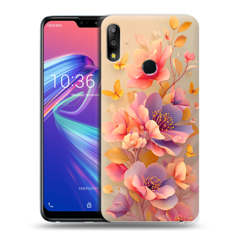 Силиконовый чехол на ASUS ZenFone Max Pro M2 с принтом Цветы и бабочки Силиконовый чехол на ASUS ZenFone Max Pro M2 с принтом Цветы и бабочки