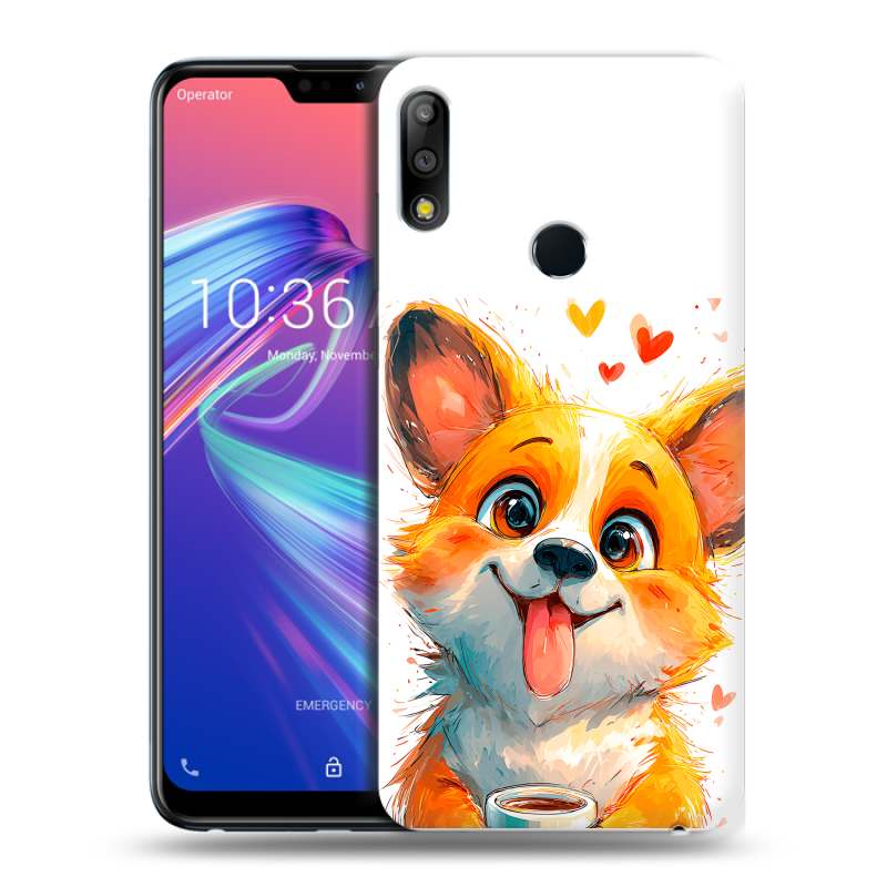 Силиконовый чехол на ASUS ZenFone Max Pro M2 с принтом корги Силиконовый чехол на ASUS ZenFone Max Pro M2 с принтом корги