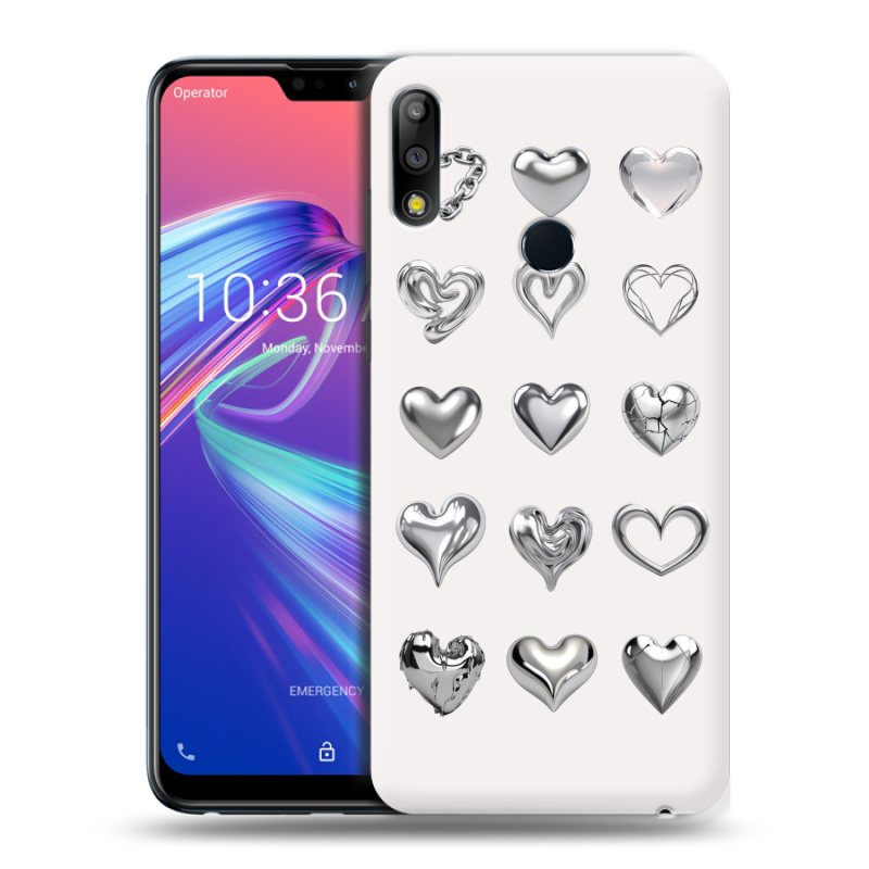 Пластиковый чехол на ASUS ZenFone Max Pro M2 с принтом Y2K сердечки Пластиковый чехол на ASUS ZenFone Max Pro M2 с принтом Y2K сердечки