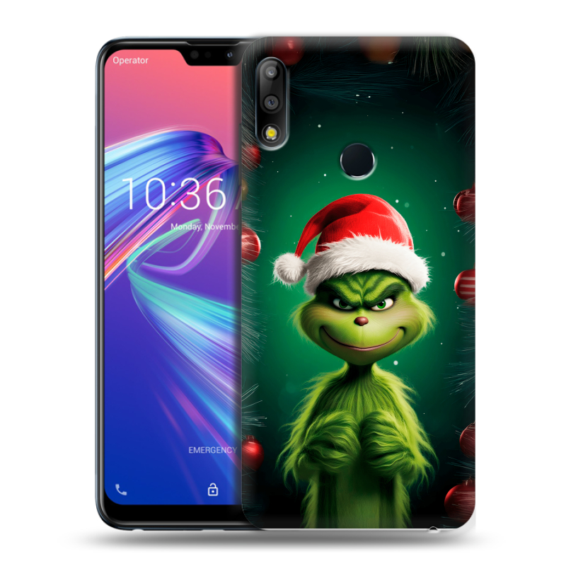 Силиконовый чехол на ASUS ZenFone Max Pro M2 с принтом Гринч Новый год Рождество Силиконовый чехол на ASUS ZenFone Max Pro M2 с принтом Гринч Новый год Рождество