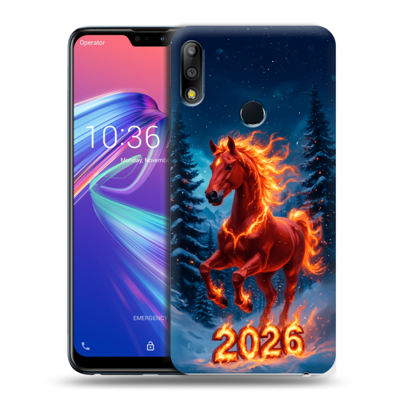 Силиконовый чехол на ASUS ZenFone Max Pro M2 с принтом Новый год коня Силиконовый чехол на ASUS ZenFone Max Pro M2 с принтом Новый год коня