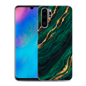 Силиконовый чехол на Huawei P30 Pro с принтом Мрамор зеленое золото Силиконовый чехол на Huawei P30 Pro с принтом Мрамор зеленое золото